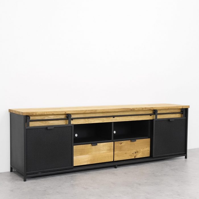 TV Board Eiche Stahl